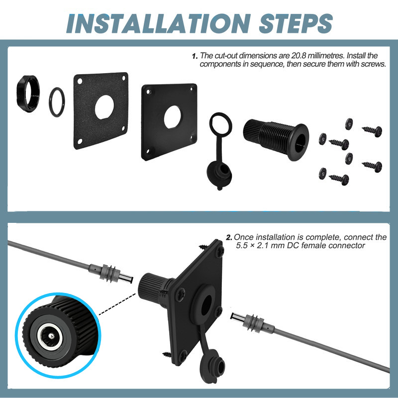 IP65 Waterproof DC5521 Panel M - огляд і ціна Outdoor Power Jack