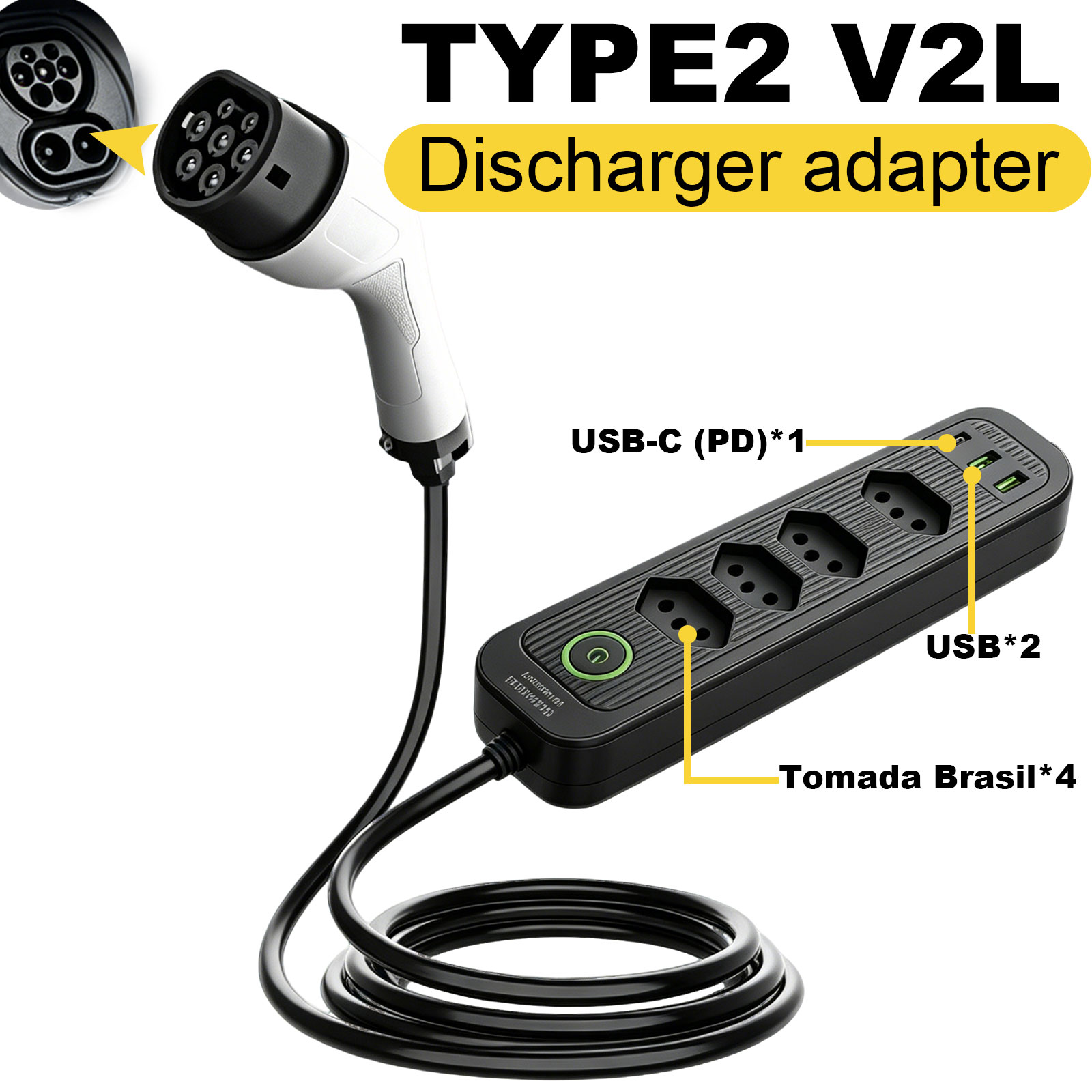 Type2 V2L Discharge Adapter 16 - огляд і ціна Outdoor Power Outlet Extension