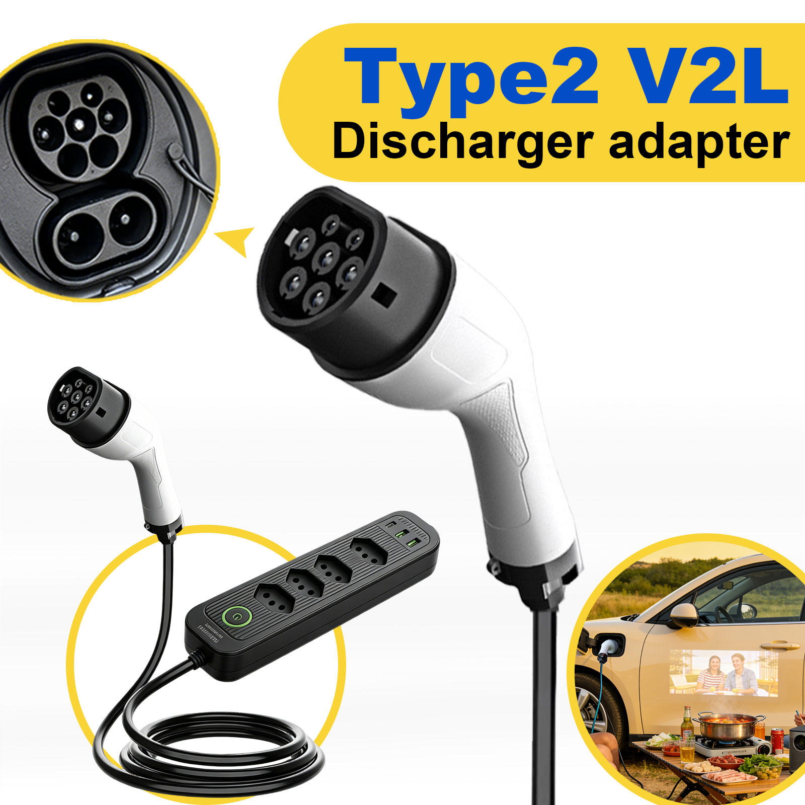 Type2 V2L Discharge Adapter 16 - огляд і ціна Outdoor Power Outlet Extension