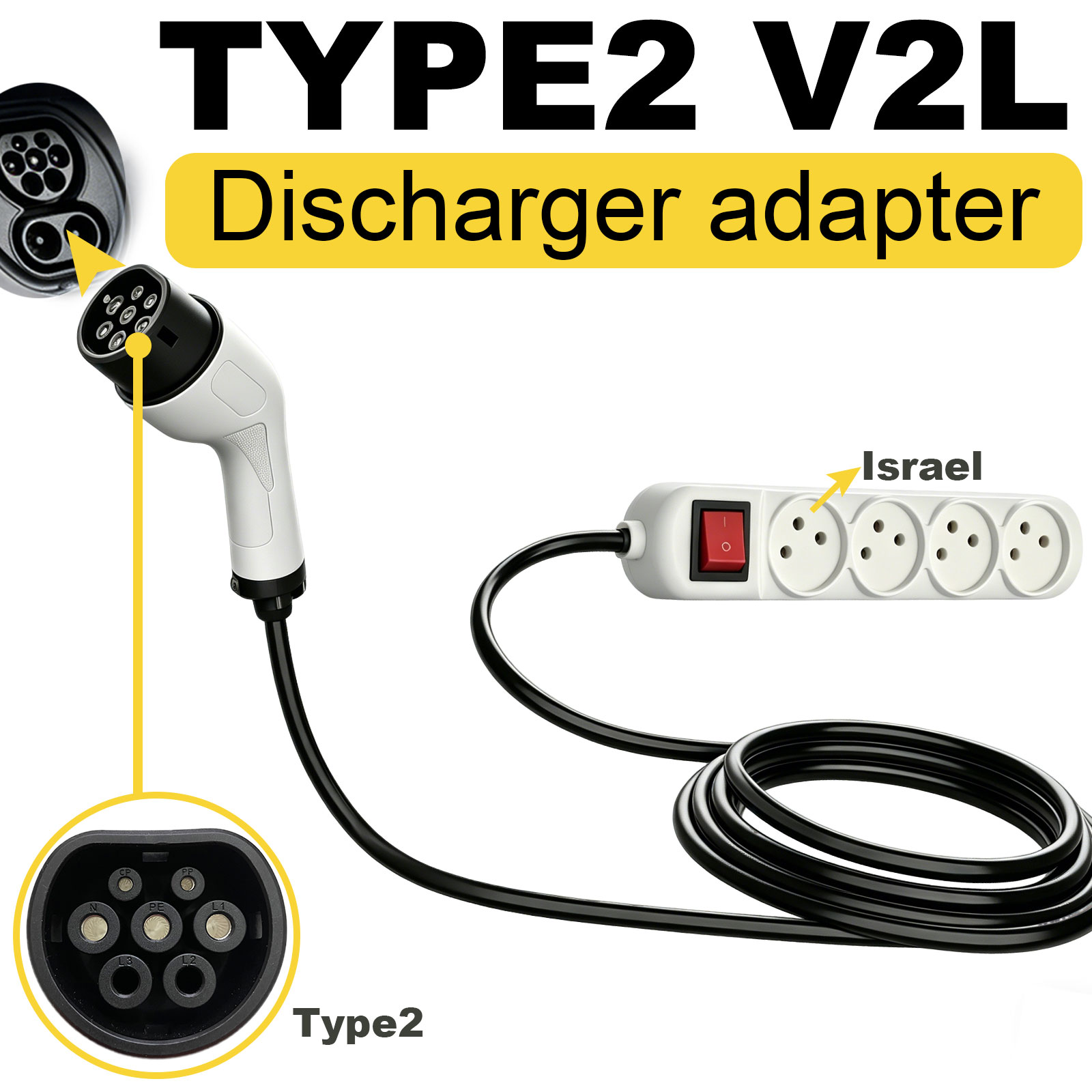 Type2 V2L Discharge Adapter Is - огляд і ціна Outdoor Power Outlet Extension