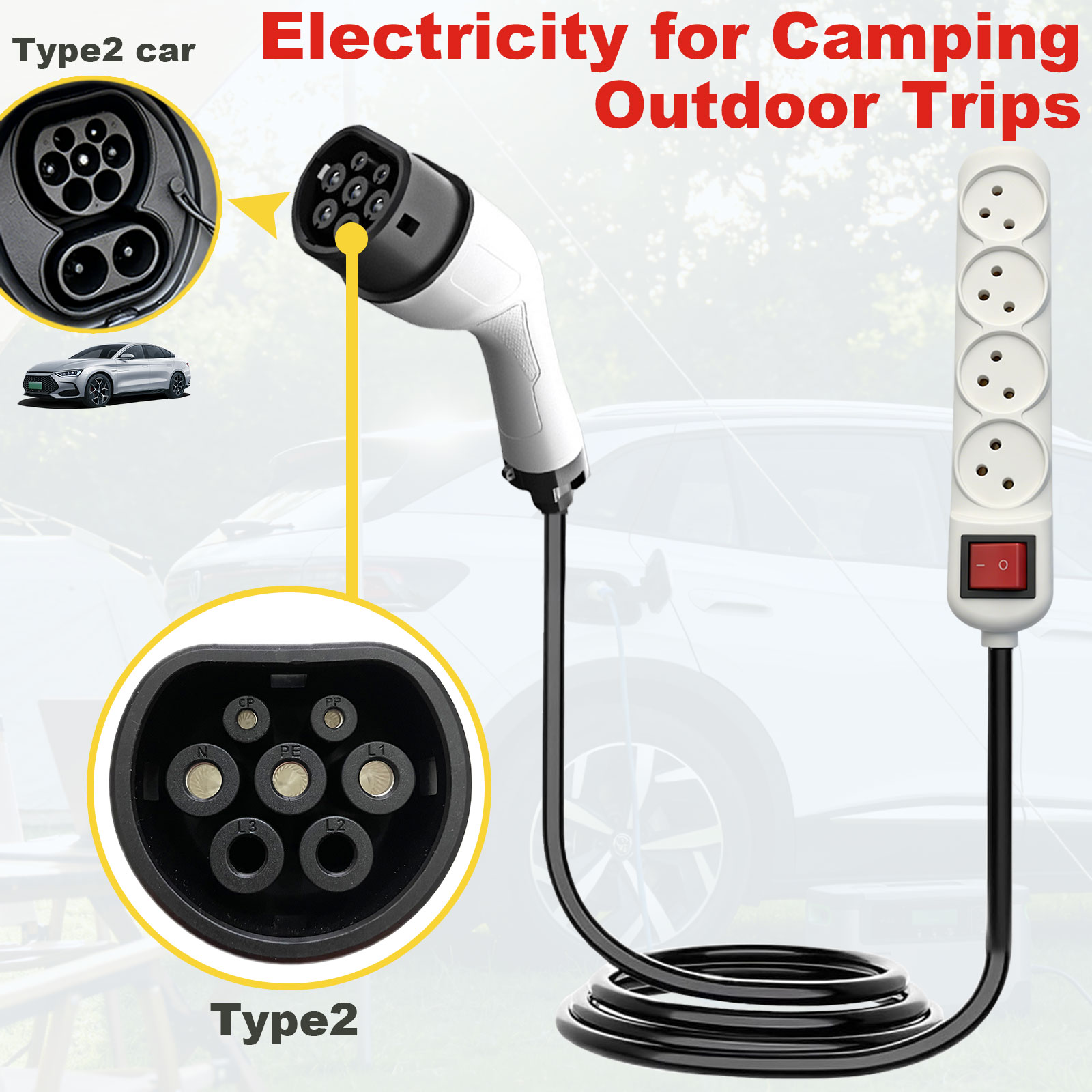 Type2 V2L Discharge Adapter Is - огляд і ціна Outdoor Power Outlet Extension
