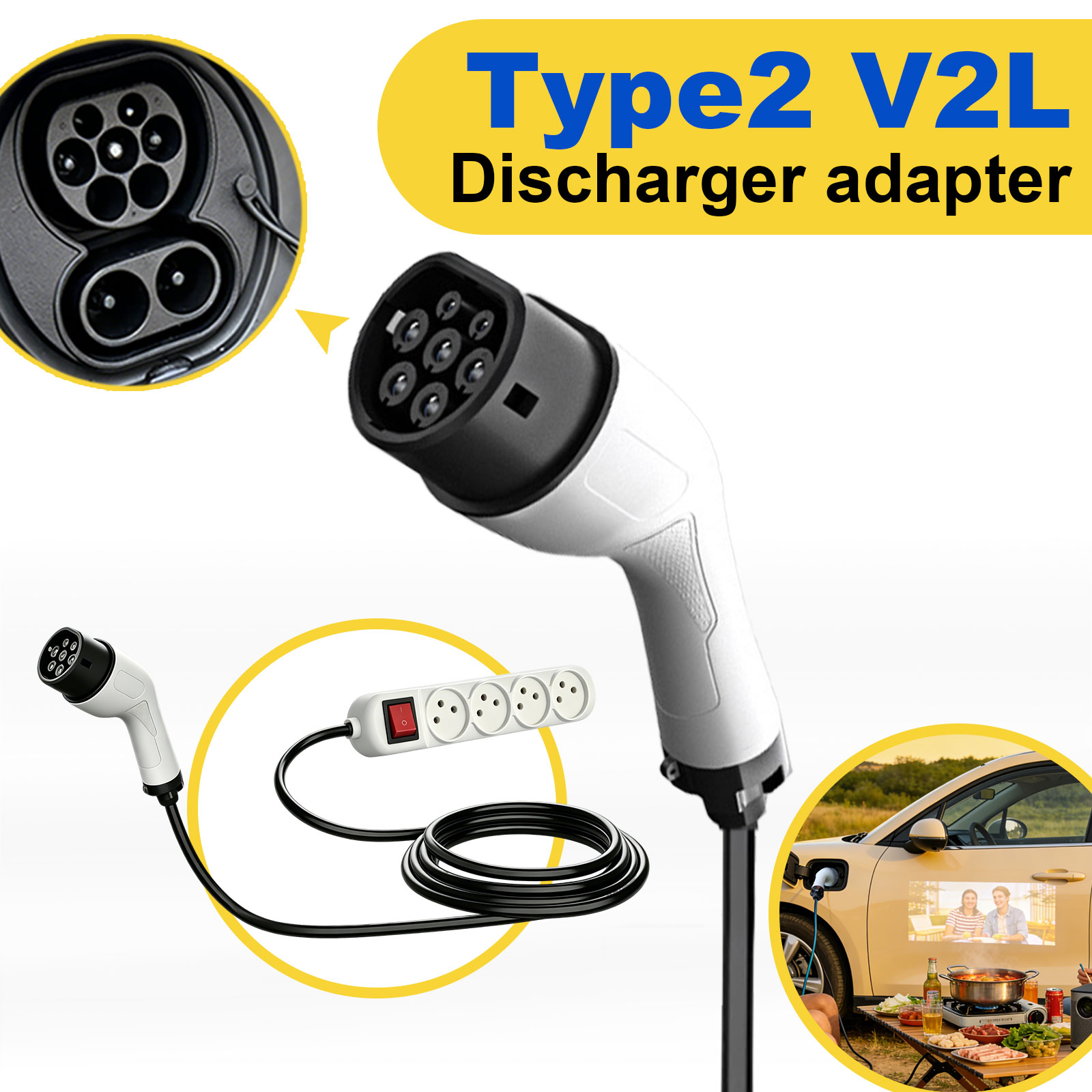 Type2 V2L Discharge Adapter Is - огляд і ціна Outdoor Power Outlet Extension