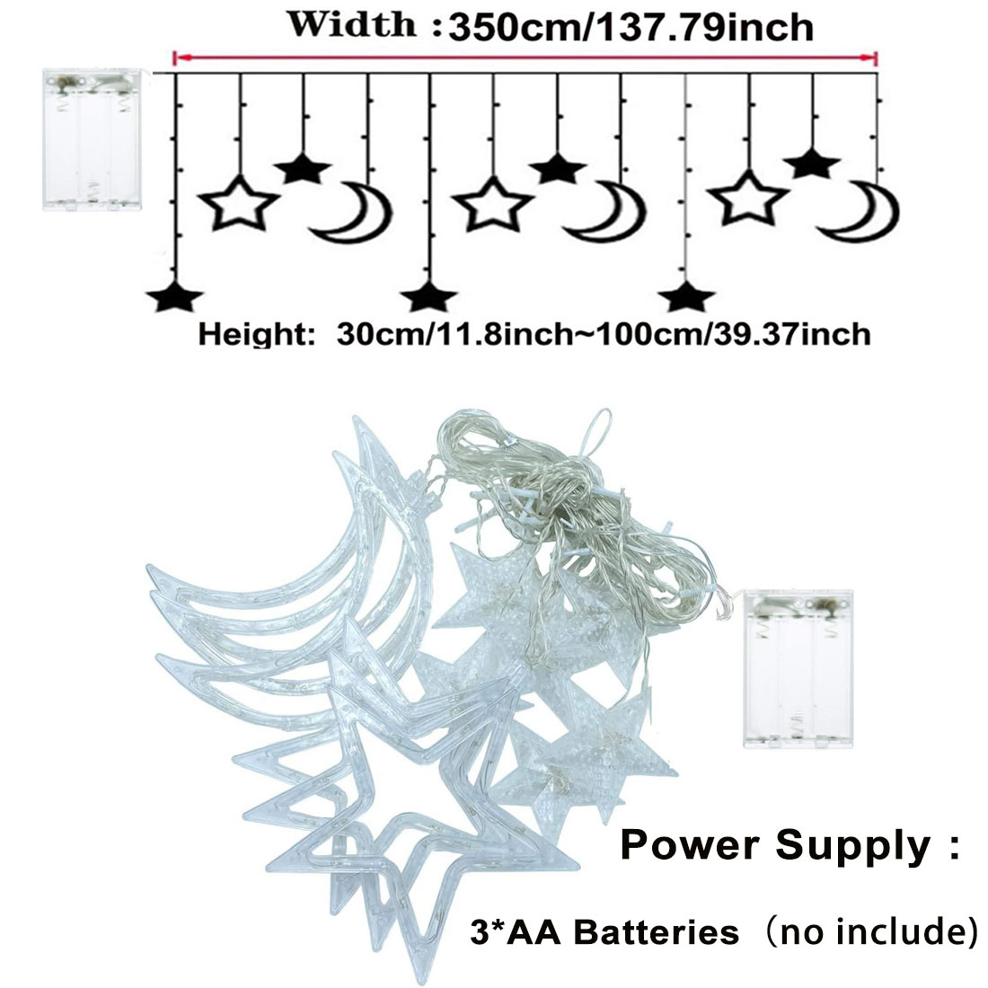 3.5m Star Moon LED Curtain Str - огляд і ціна Outdoor Power For Xmas Lights