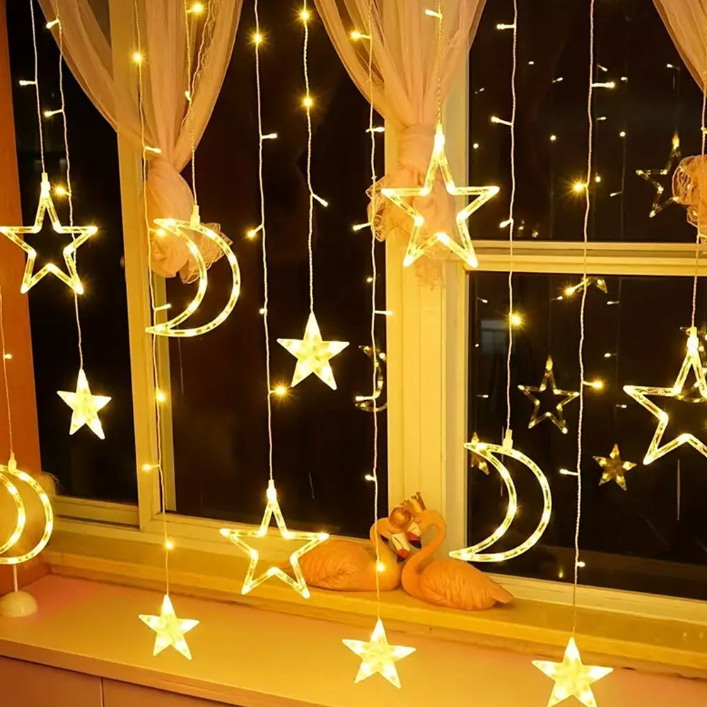 3.5m Star Moon LED Curtain Str - огляд і ціна Outdoor Power For Xmas Lights