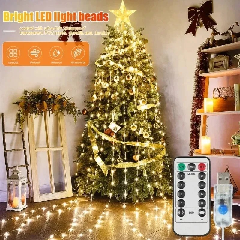 USB Powered 200LED Star Waterf - огляд і ціна Outdoor Power For Xmas Lights