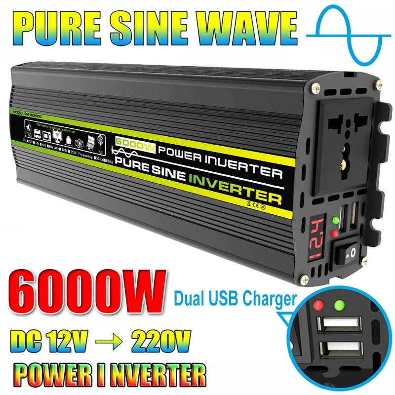 6000W DC12/24V to AC 220V Pure - огляд і ціна Outdoor Power Transformer